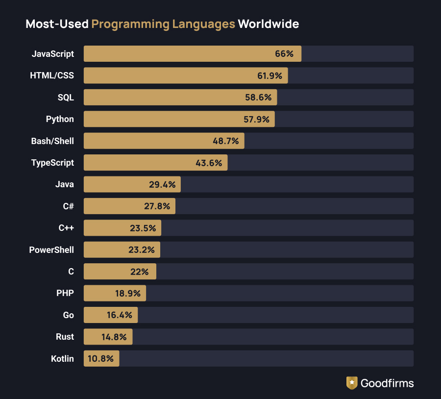 Most Used Programming Languages Worldwide