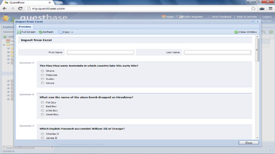 Questbase screenshot