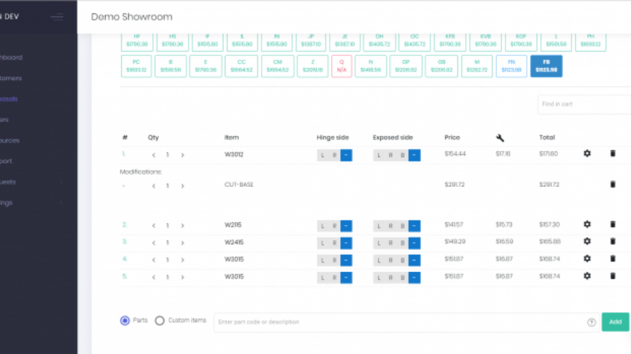 Cabinet Pricing & Ordering Software