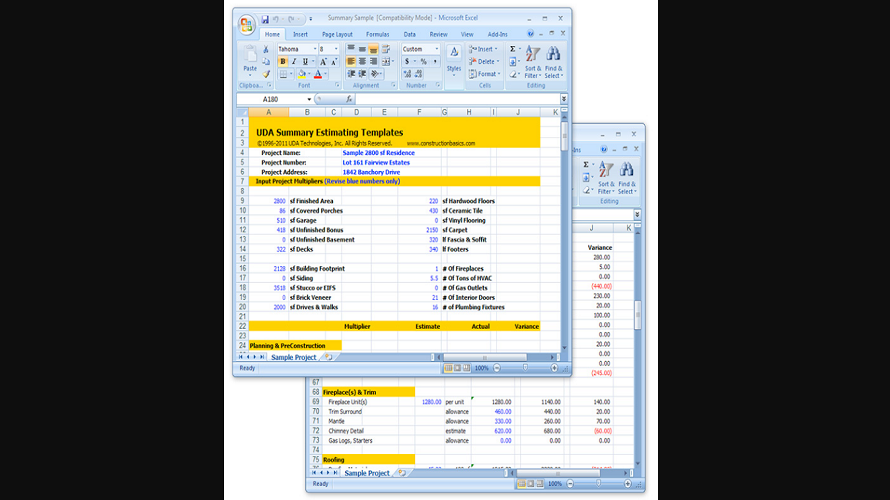 UDA Excel Estimating Templates