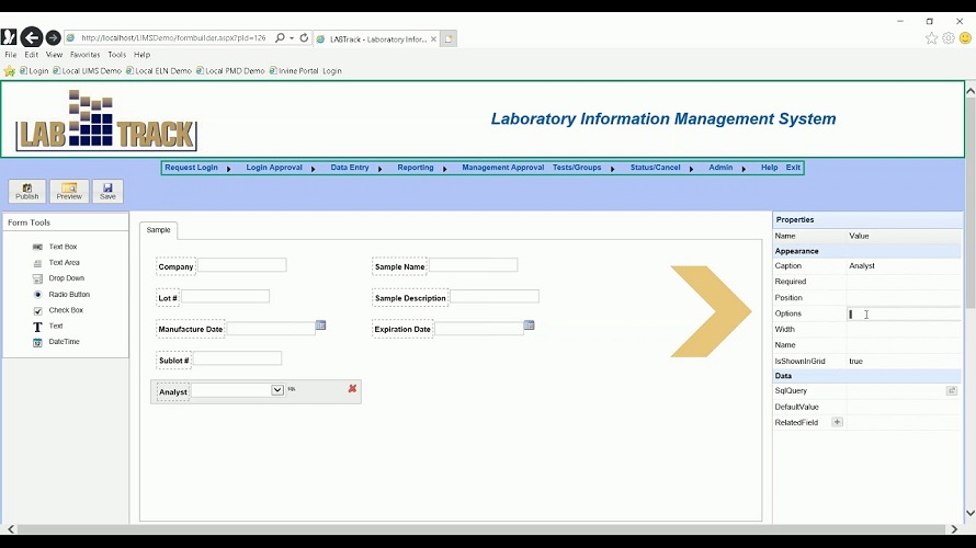LABTRACK LIMS screenshot