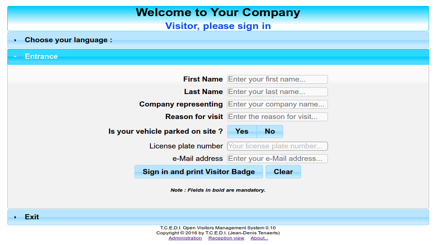 T.C.E.D.I. Open Visitors Management System