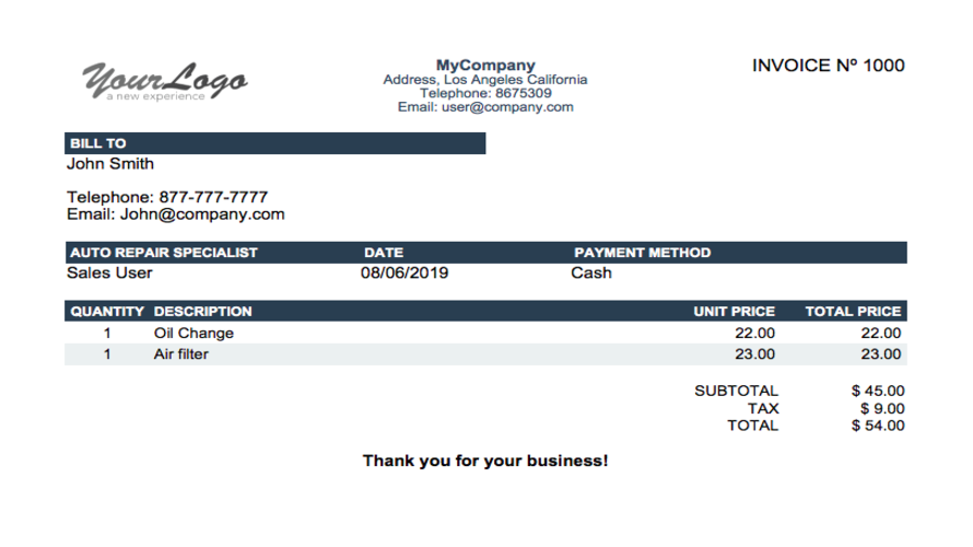 Autoshopinvoice