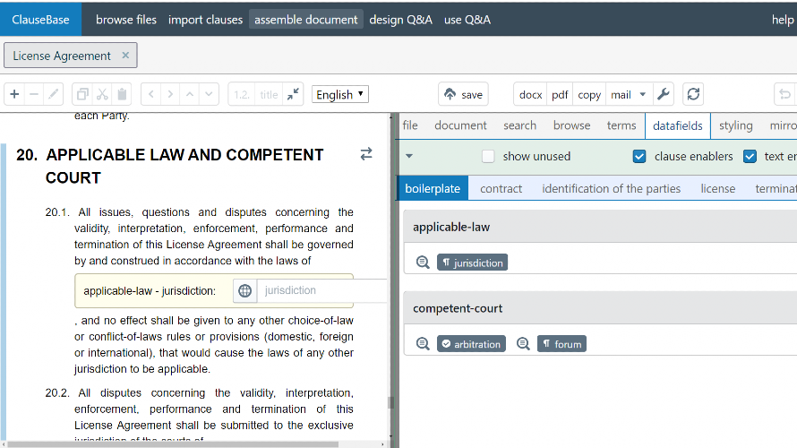 ClauseBase screenshot