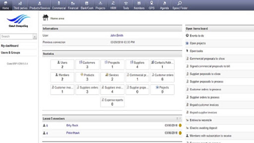 Coast ERP CRM screenshot