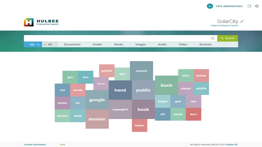 Hulbee Enterprise Search screenshot