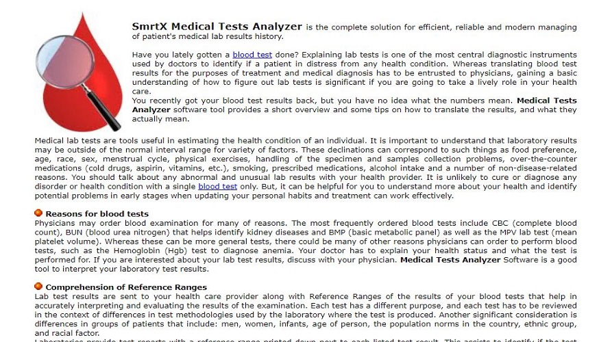 Medical Tests Analyzer screenshot