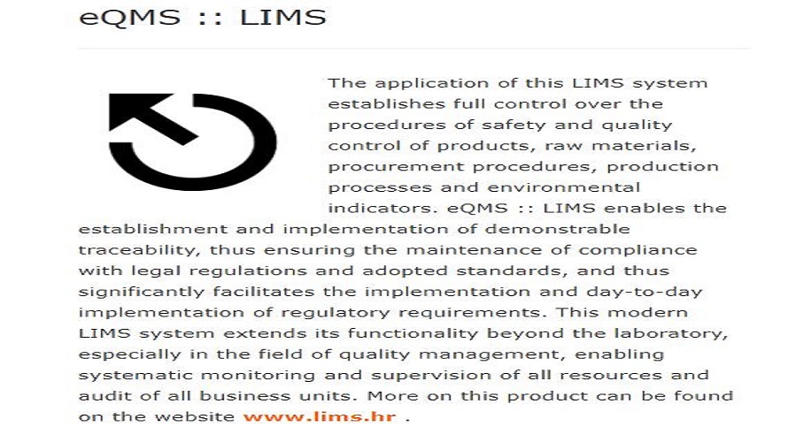 eQMS::LIMS screenshot