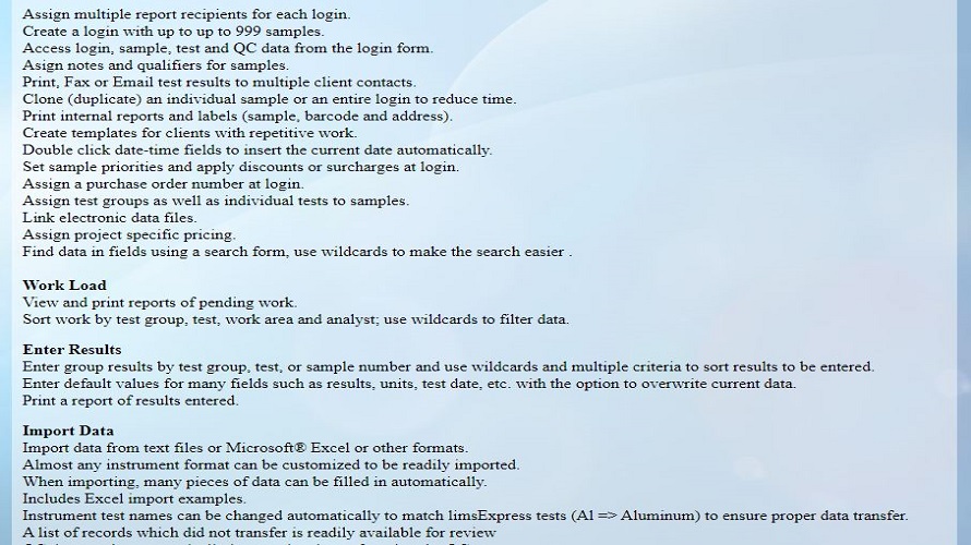 limsExpress screenshot