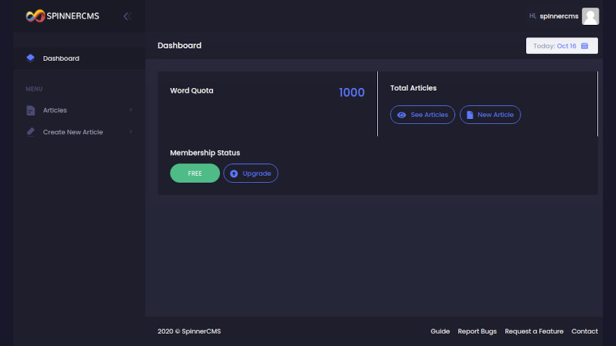SpinnerCMS screenshot