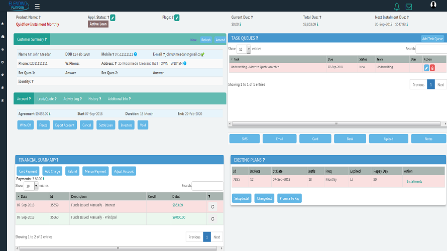 eLendingPlatform screenshot