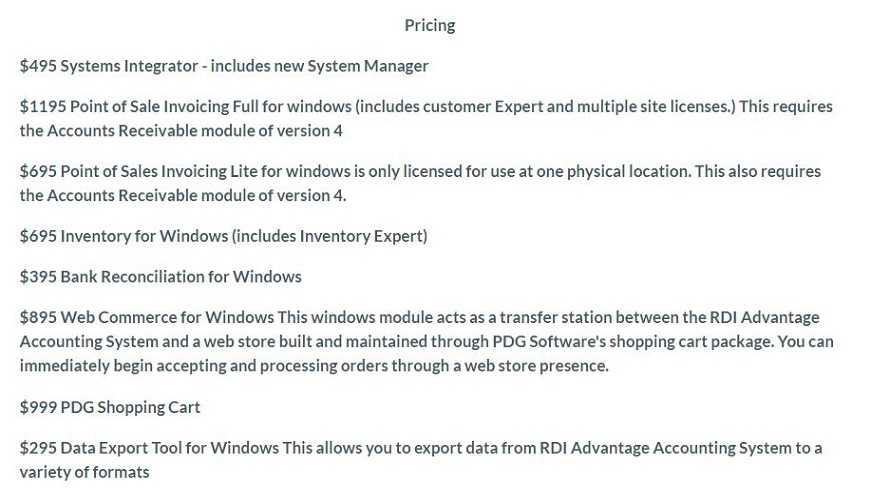 RDI Advantage Accounting System