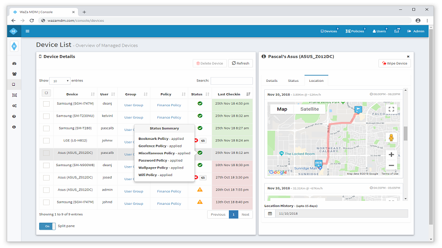 WaZa MDM screenshot