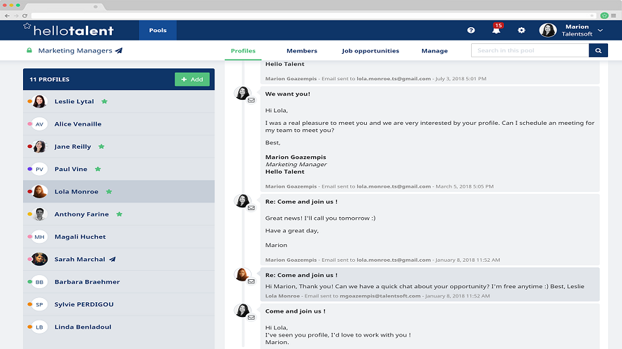 Hellotalent screenshot