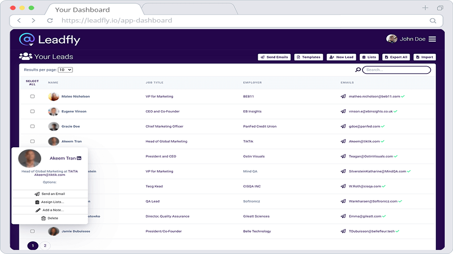 Leadfly screenshot