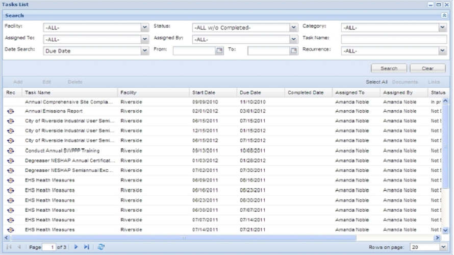 EH&S Task Manager screenshot