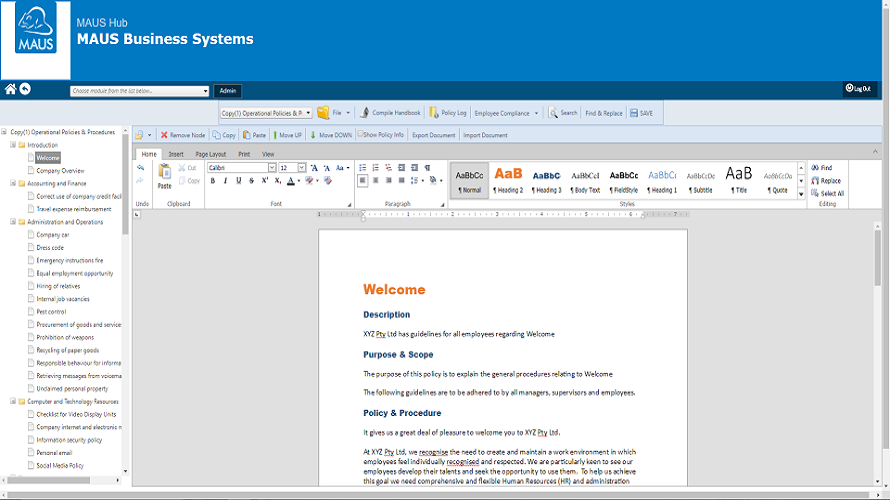 MAUS Policies & Procedures
