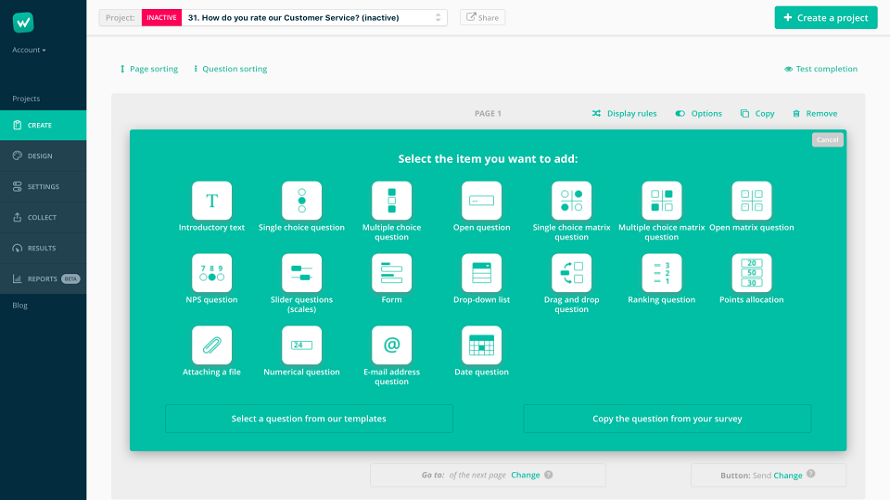 Startquestion screenshot