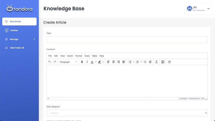 Tandora Knowledge Base