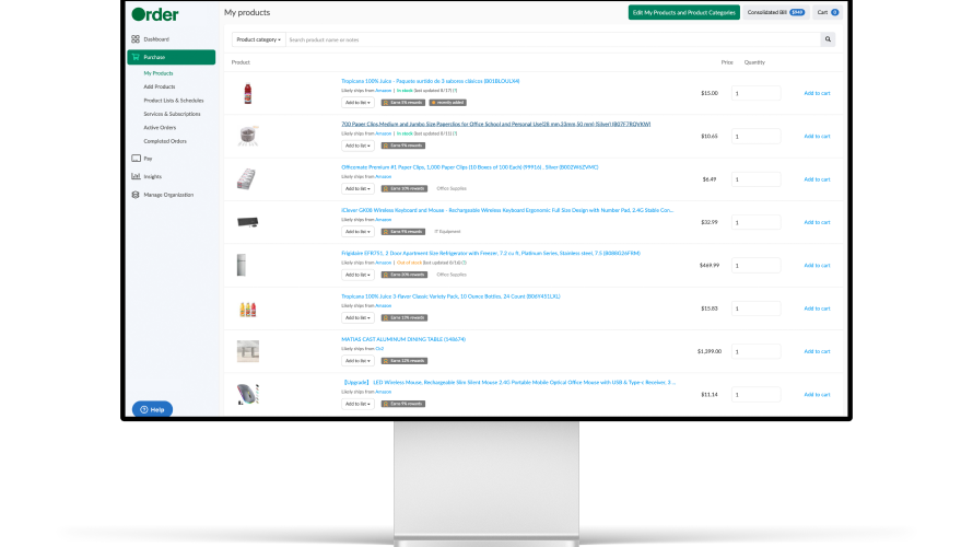 Order screenshot