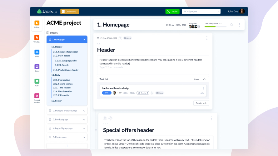 JadeALM screenshot
