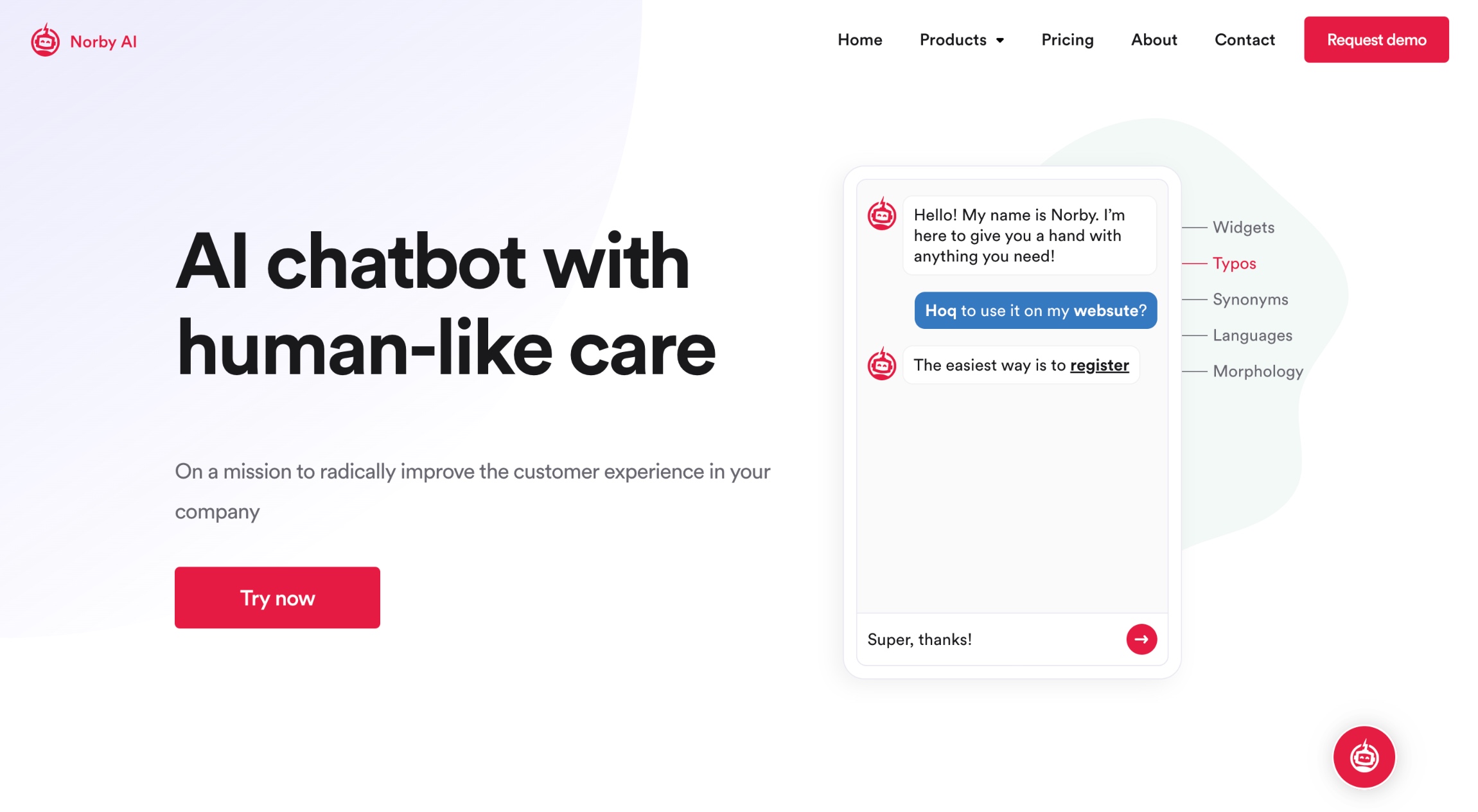 An example of chatbot integration on a webpage.