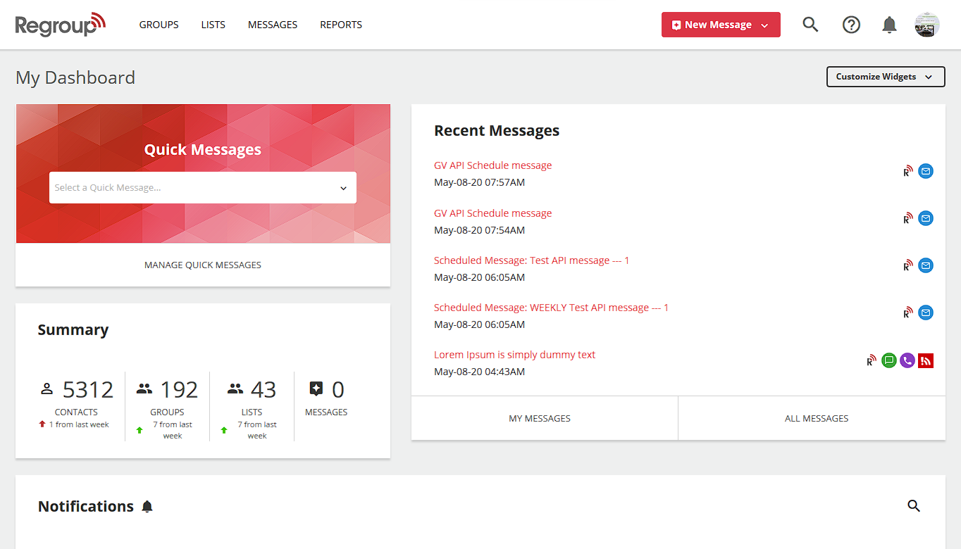 Regroup Mass Notification