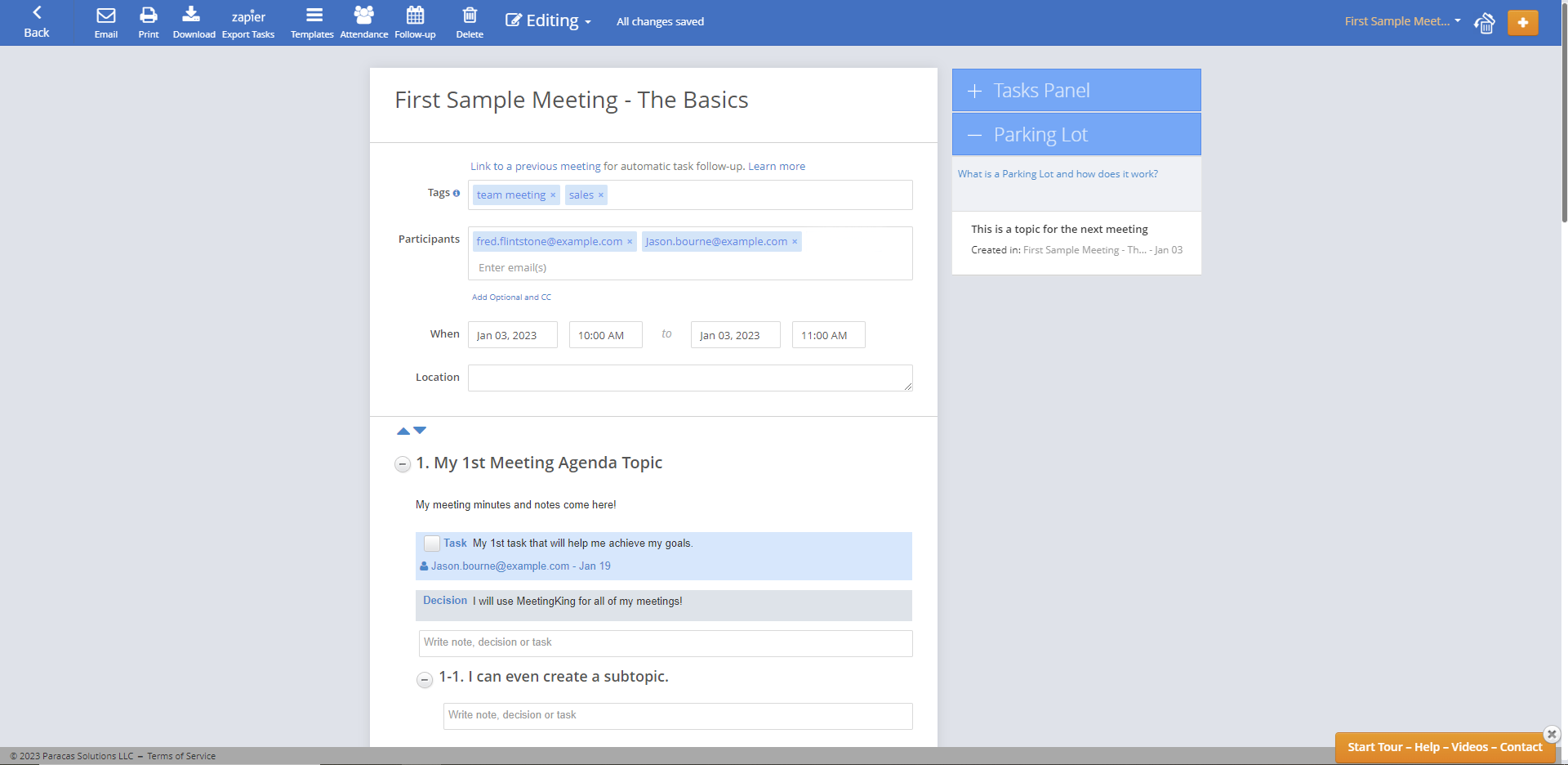 MeetingKing Meeting Management Interface
