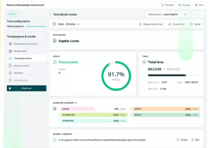 Testportal screenshot