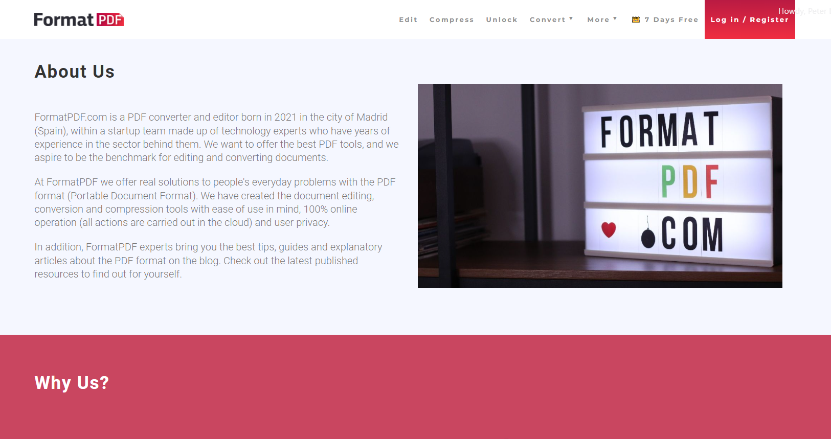 FormatPDF About Us page