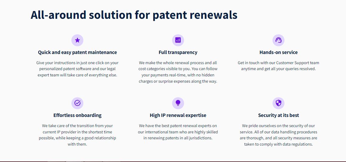 PatentRenewal.com screenshot