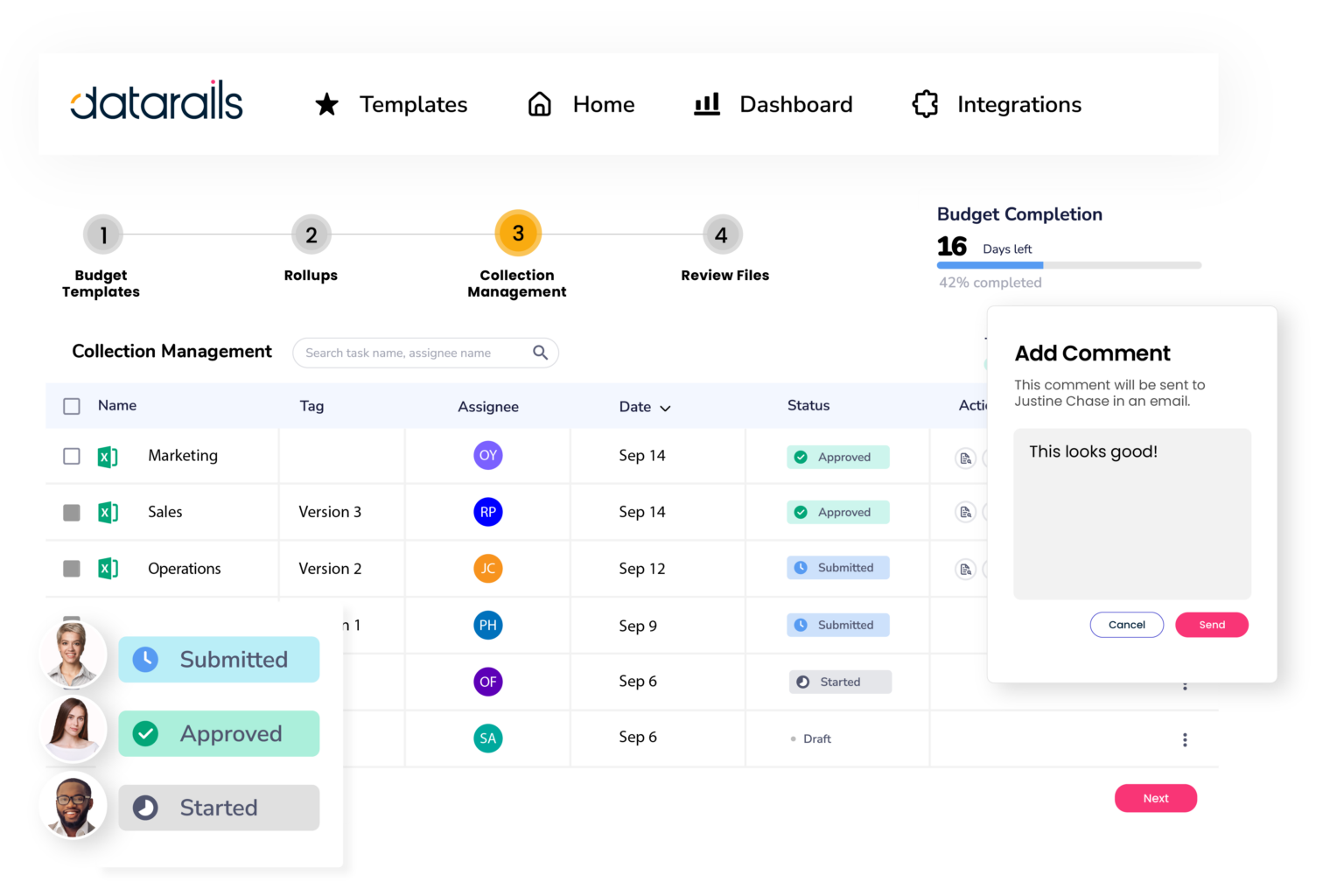 Datarails screenshot