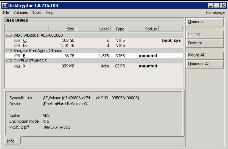 DiskCryptor screenshot
