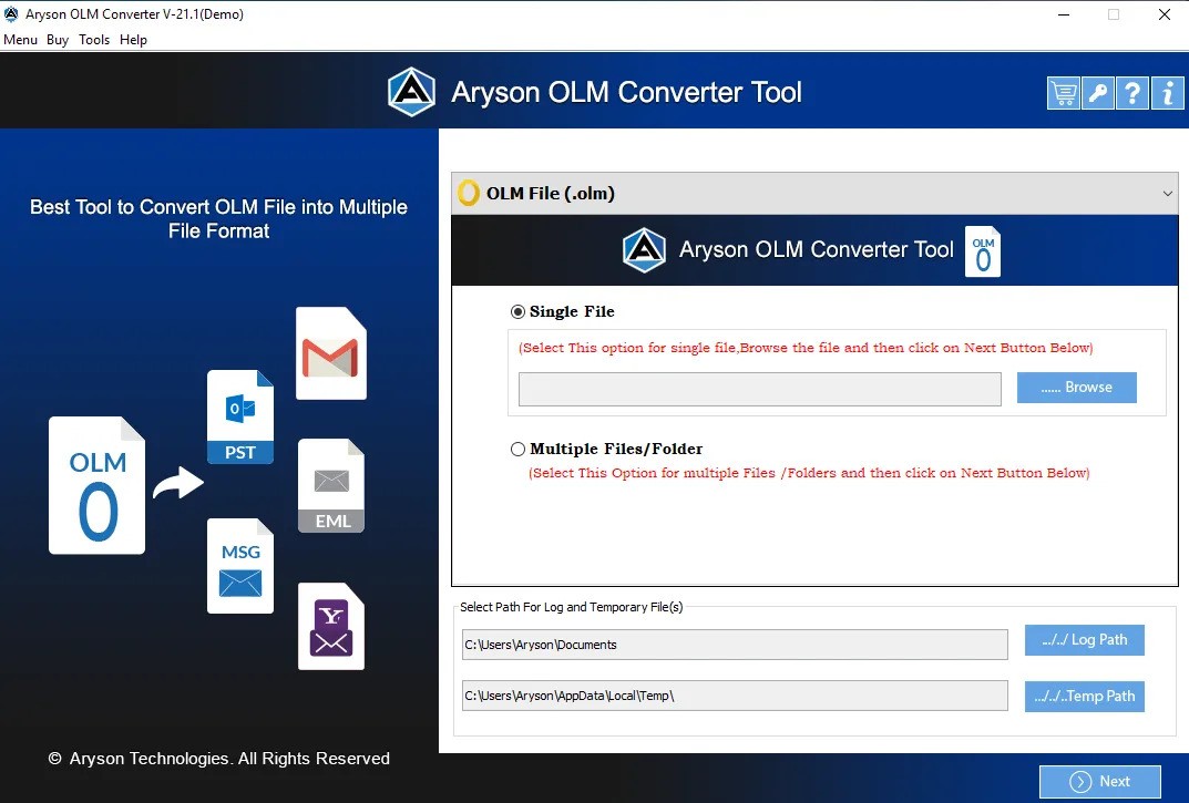 Aryson OLM Converter Tool