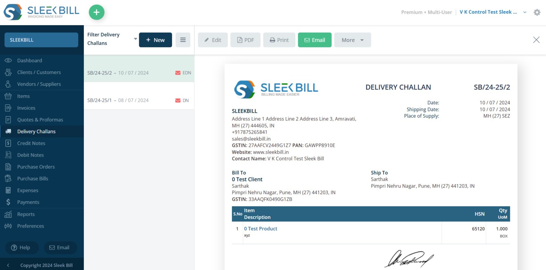 delivery challan 