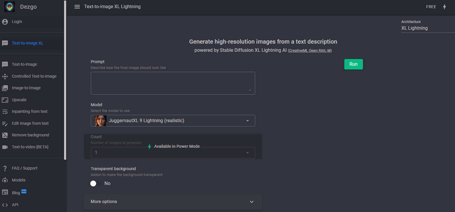 Dezgo screenshot