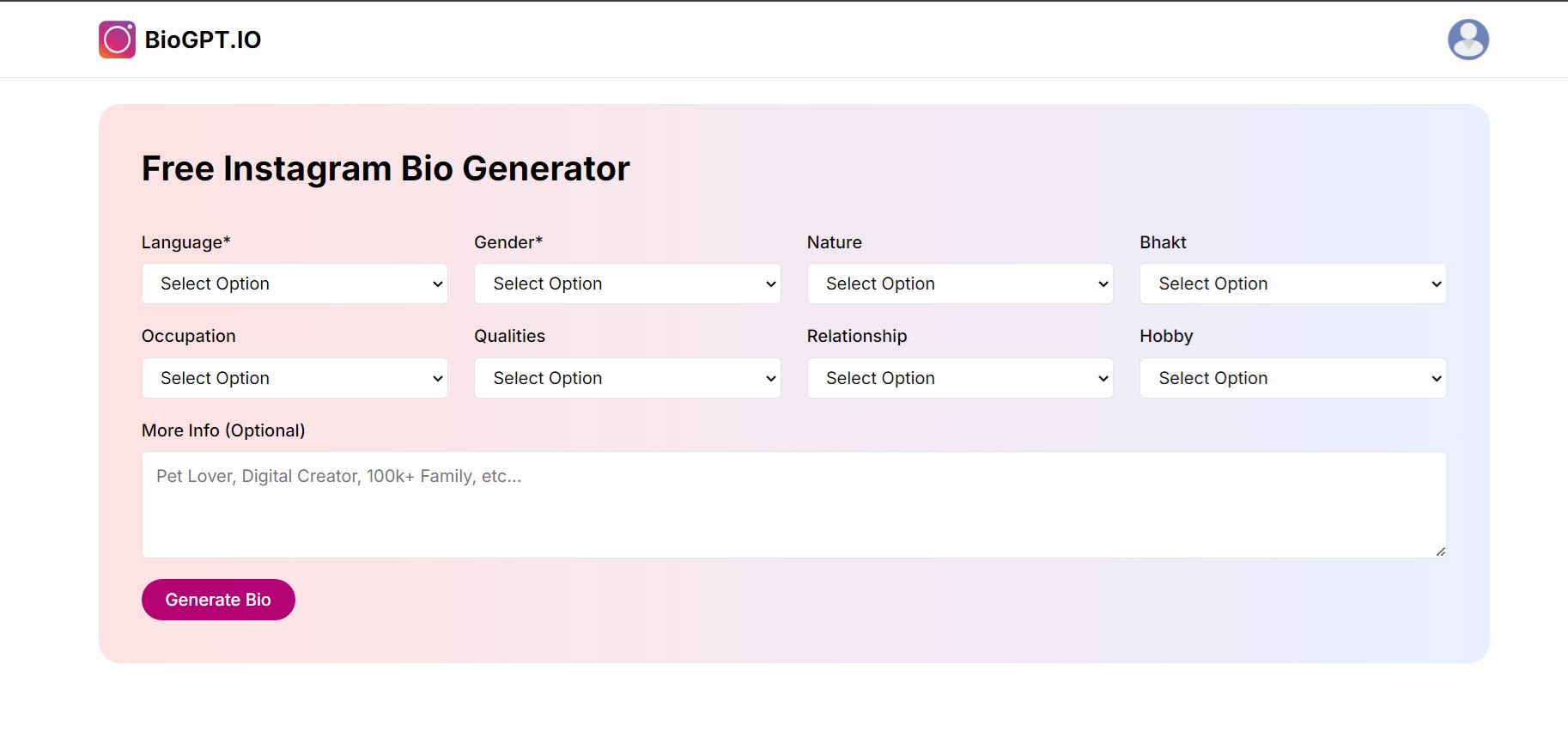 Free Instagram Bio Generator
