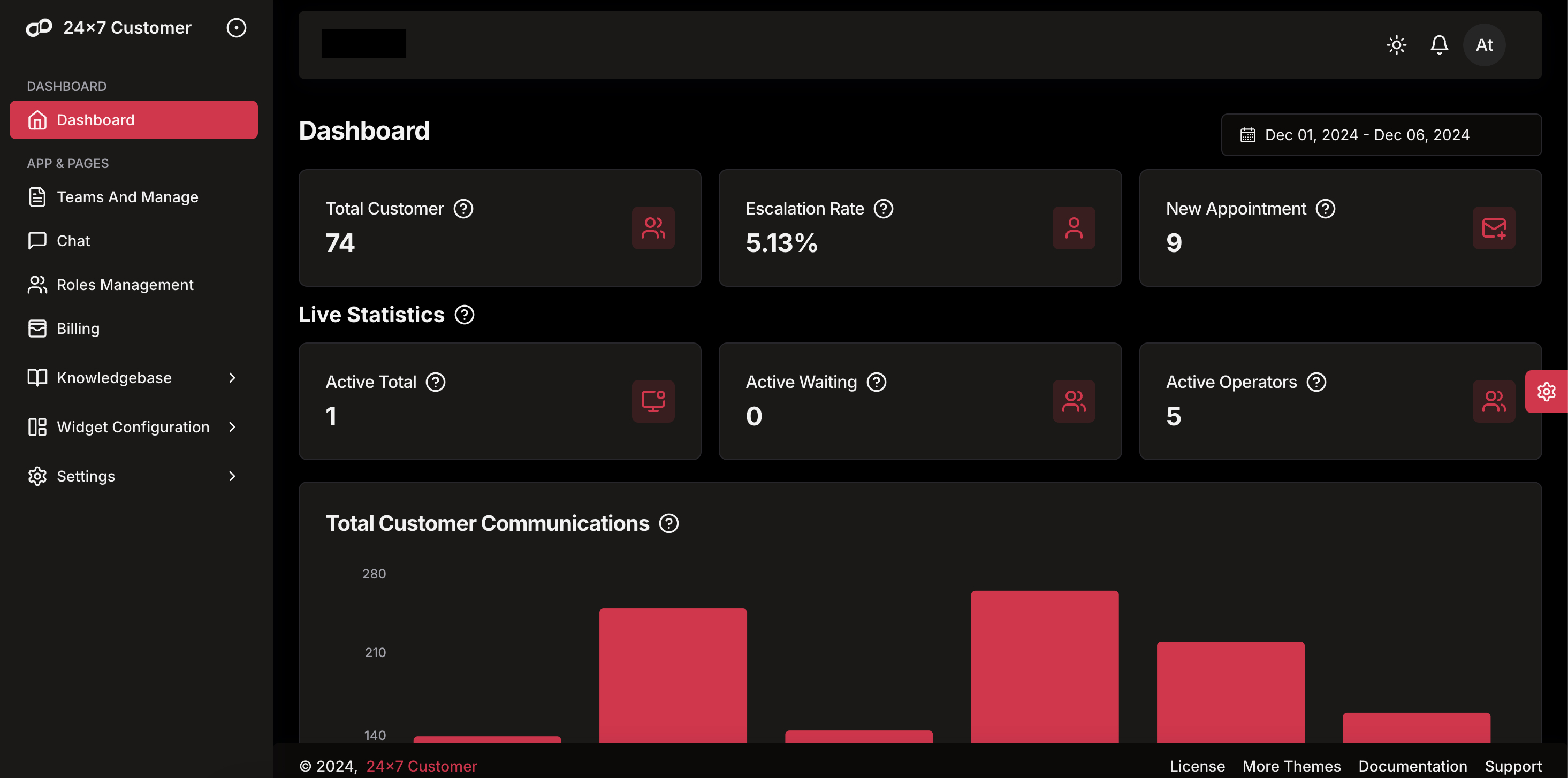 24x7 Customer Dashboard