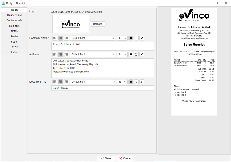 Quick Receipt Software
