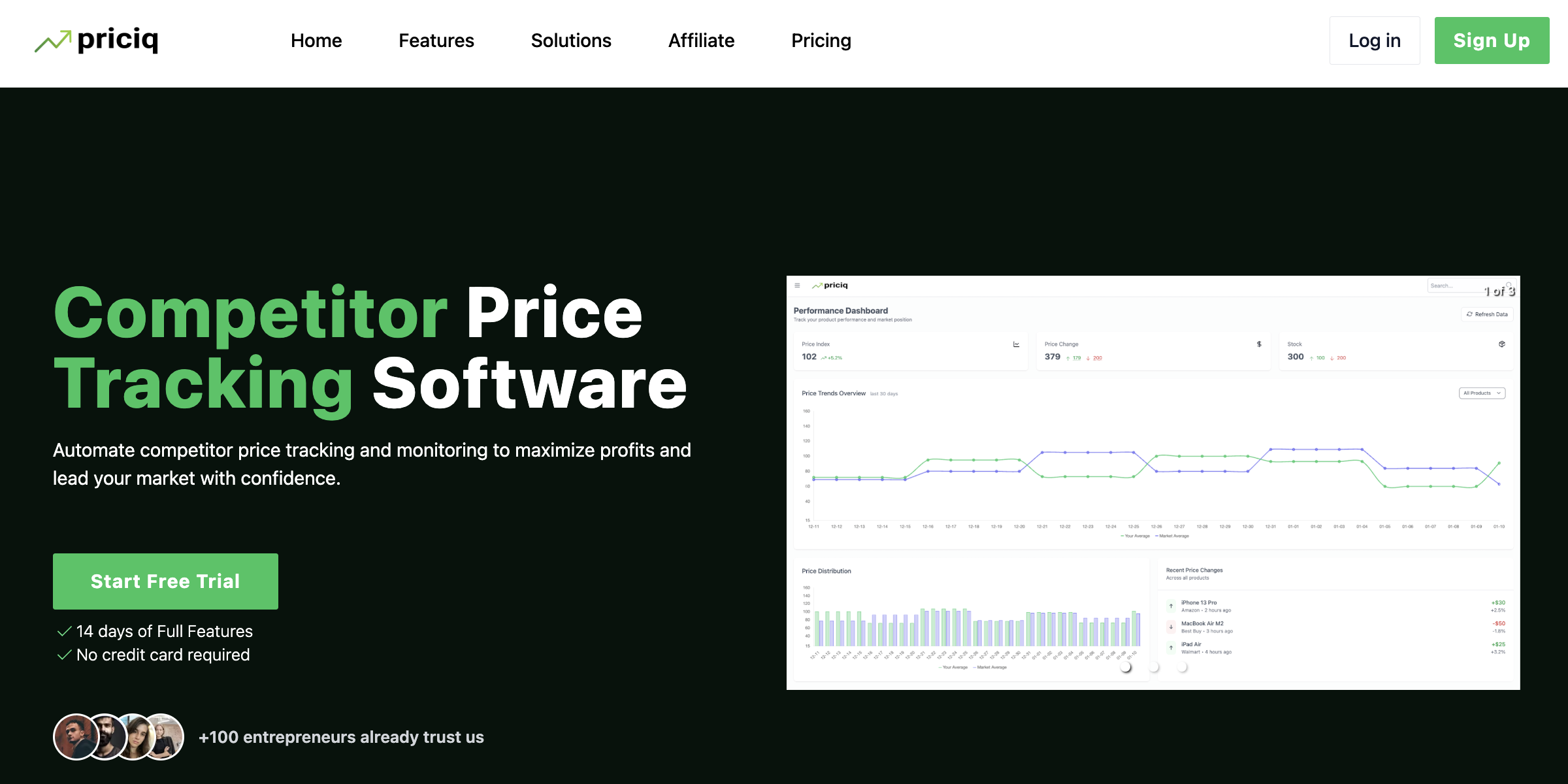 Priciq - Homepage