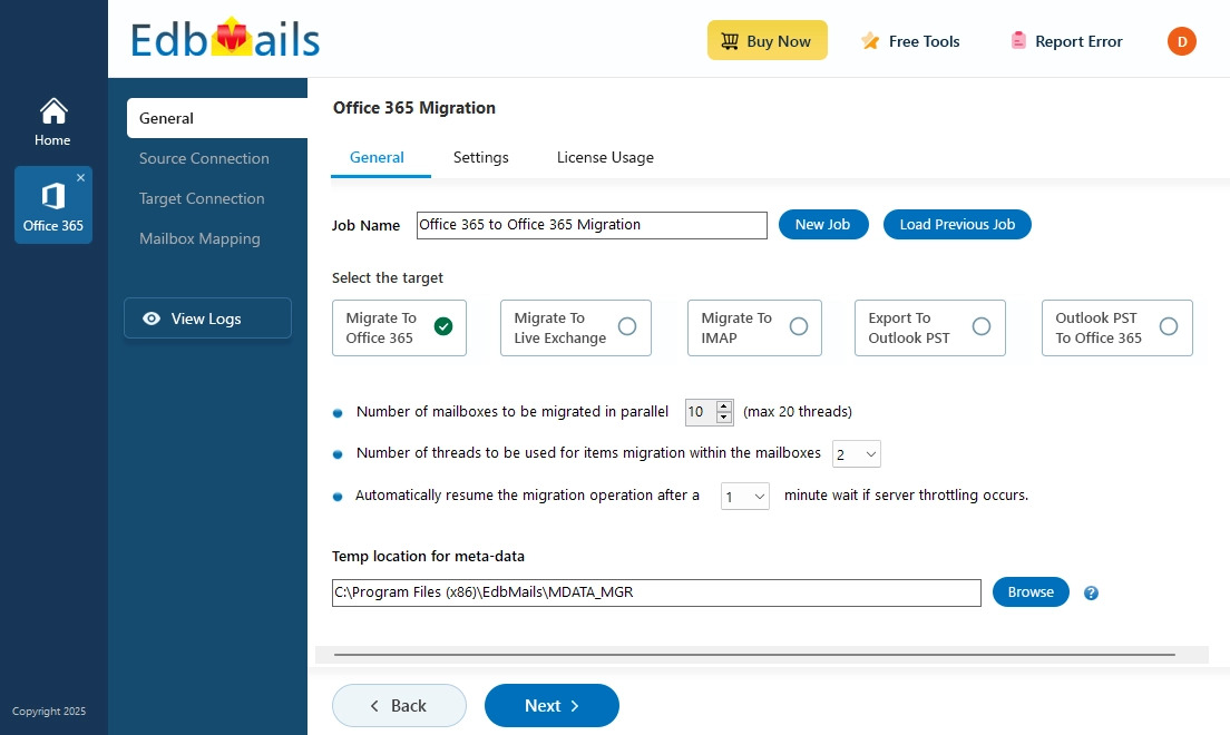 EdbMails Office 365 Migration Software