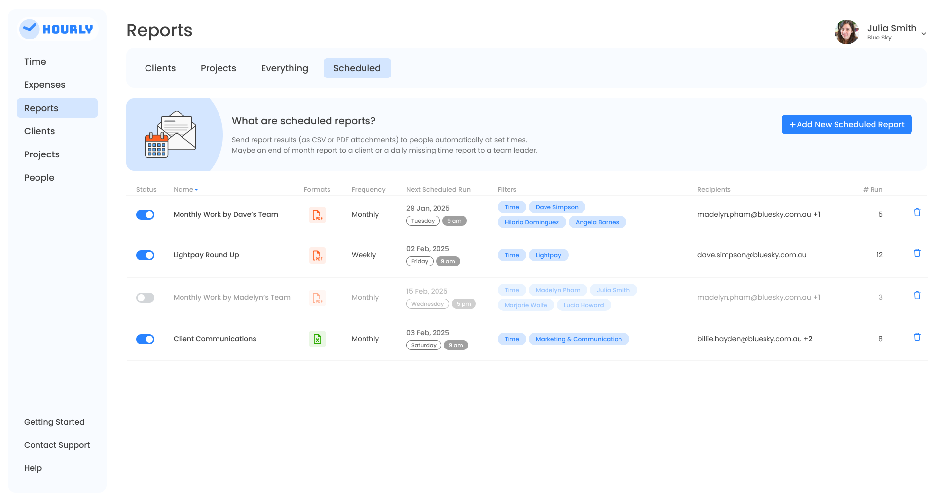 Hourly Time Tracking