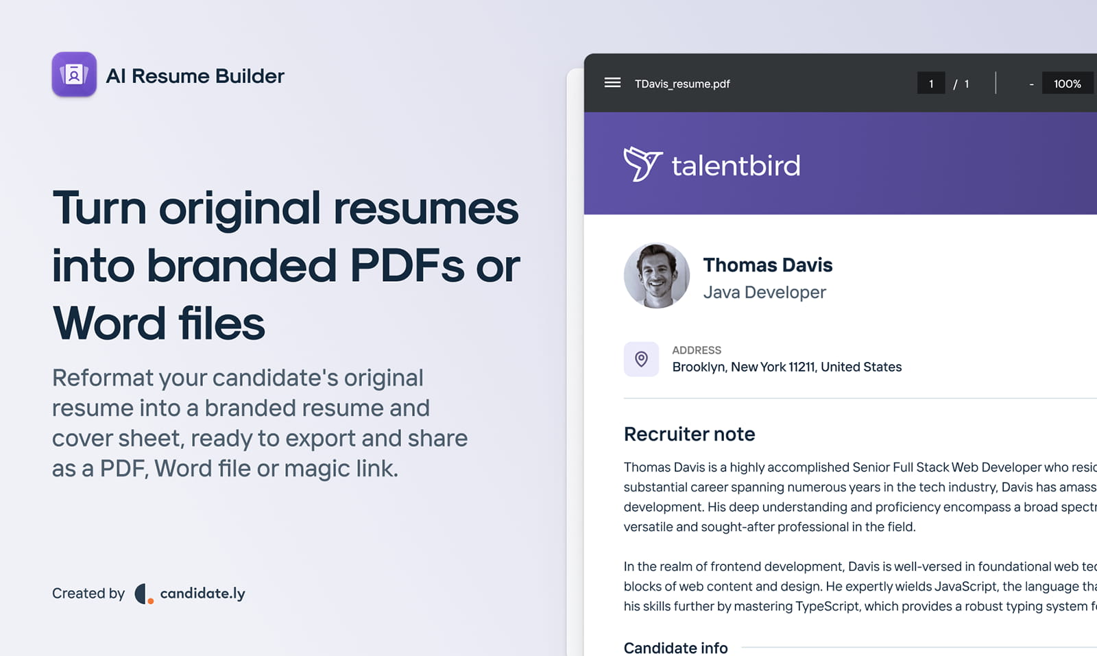 AI Resume builder for Recruiters