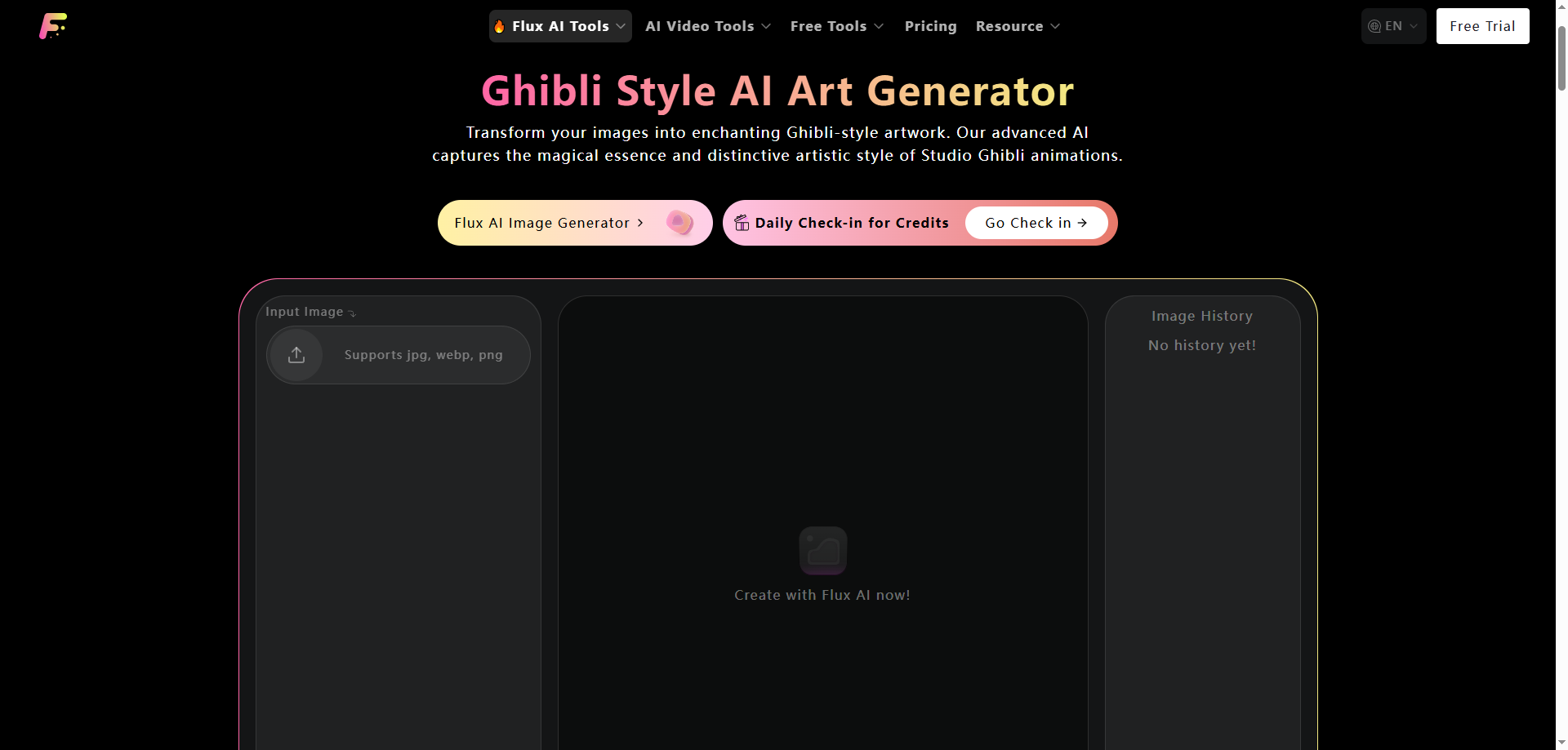 Flux Ghibli Style AI Art Generator screenshot