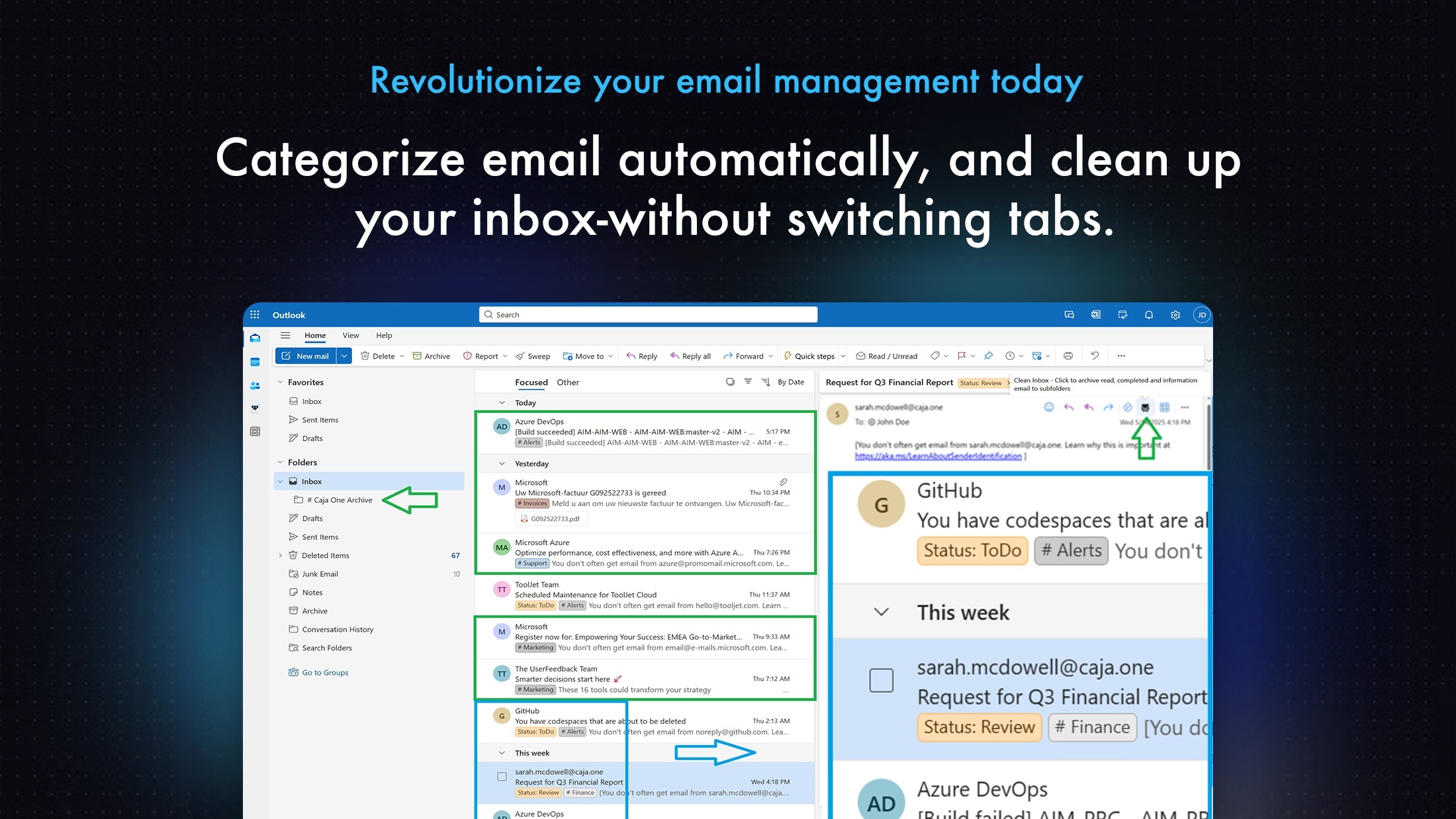 Caja One AI Inbox Manager screenshot