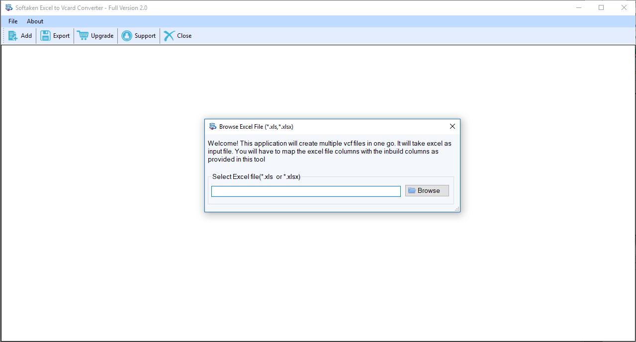 Softaken Excel to vCard Converter