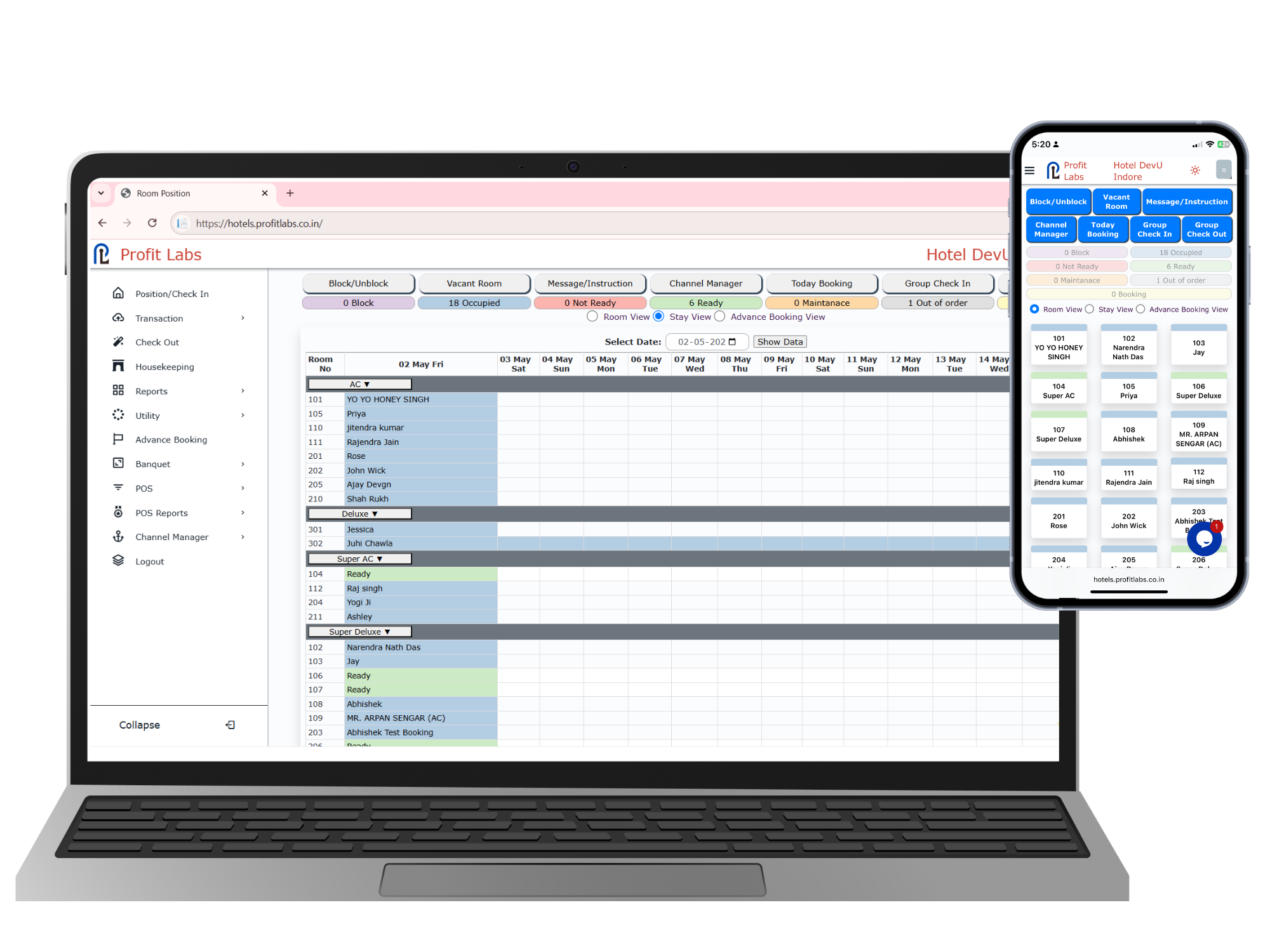 Property Management System (PMS) – Automates reservations, front desk, and housekeeping.