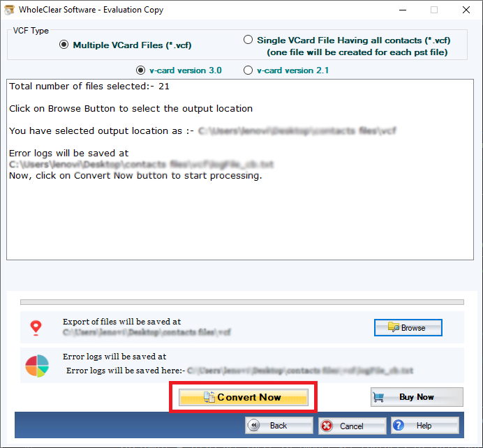 WholeClear CSV to VCF Converter