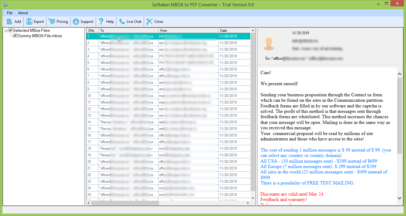 Softaken MBOX To PST Converter 