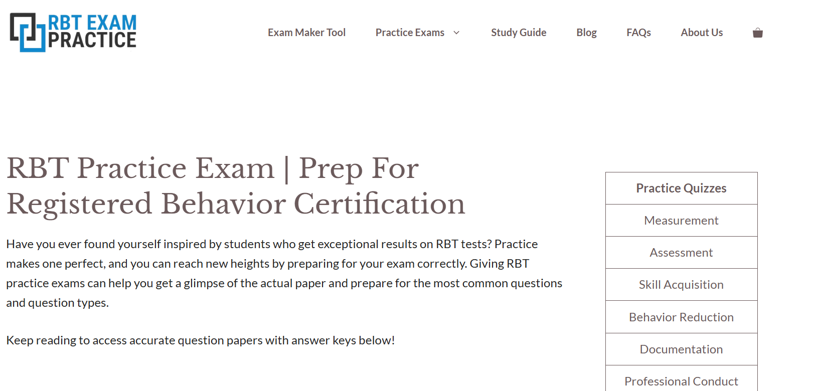 RBT Exam Practice Test screenshot